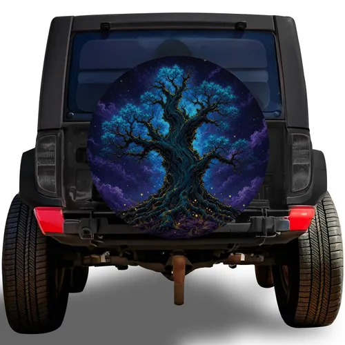 Ancient Guardian Tree Night Sky Fantasy Adventure Gift For Nature Loving Drivers Spare Tire Cover