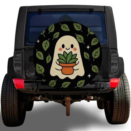 Friendly Ghost Hugging Succulent Botanical Halloween Road Trip Style For Plant Lovers Spare Tire Cover