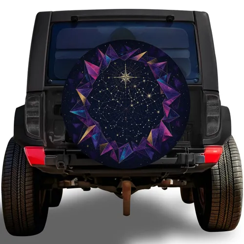 Bold Celestial Star Map Crystal Prism Art For Night Road Trips And Cosmic Travelers Spare Tire Cover