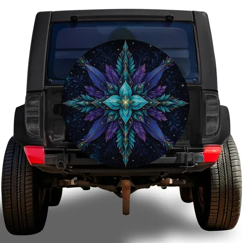 Celestial Mandala Starflower For Mystical Night Driving And Cosmic Style Spare Tire Cover