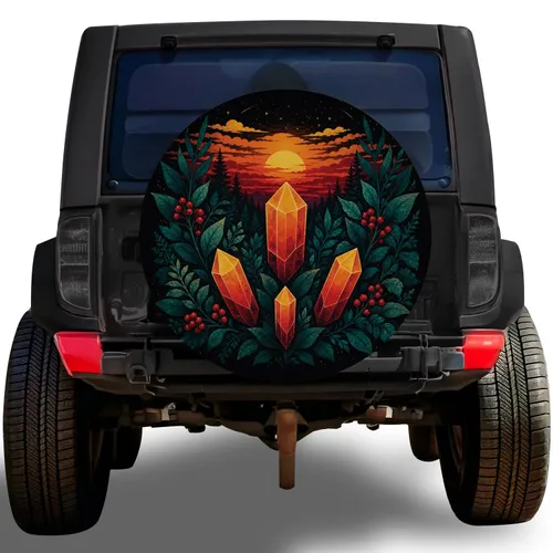 Mystical Forest Crystals At Sunset For Boho Outdoor Adventure Vehicle Lovers Spare Tire Cover