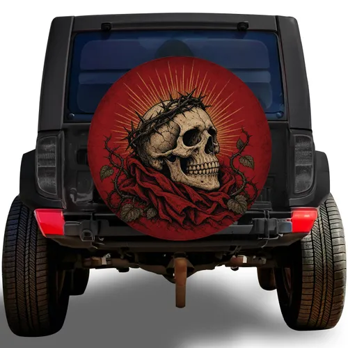 Thorn Crown Skull Gothic Road Trip Style For Bikers And Alternative Vehicle Owners Spare Tire Cover