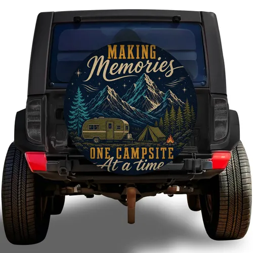 Making Memories Mountain Camping Scene For RV Road Trips And Outdoor Adventure Families Spare Tire Cover