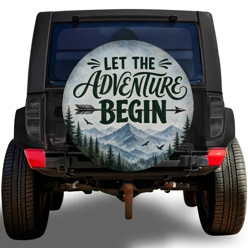 Misty Mountain Adventure Quote For RV Camping And Travel Trailer Outdoor Road Trips Spare Tire Cover