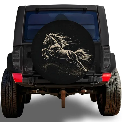 Leaping Horse Equestrian Outdoor Adventure Style for RV Trailer SUV Truck Travelers Spare Tire Cover