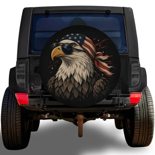 Vintage Bald Eagle Aviator Sunglasses Americana Patriot Road Trip Gift for Jeep Owners Spare Tire Cover