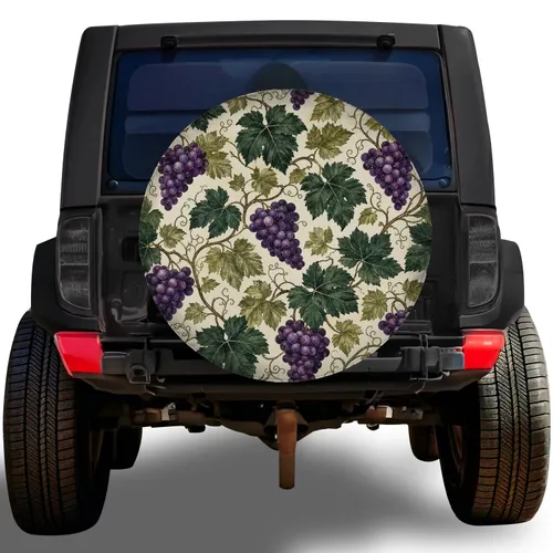 Vintage Grape Vine Botanicals For Vineyard Road Trip Getaways And RV Trailer Camping Spare Tire Cover