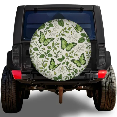 Green Butterfly Botanical Garden Travel Style for RV Camper Outdoor Adventure Lovers Spare Tire Cover