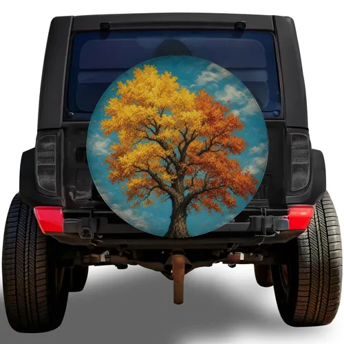 Golden Autumn Tree Scenic Outdoor Adventure Gift For RV Camper Road Trip Enthusiasts Spare Tire Cover