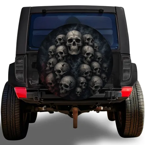 Gothic Skull Cluster For Dark Outdoor Adventure Style SUV RV Truck And Camper Enthusiasts Spare Tire Cover