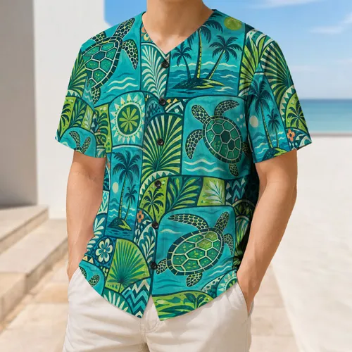 Tropical Sea Turtle Palm Island Resort Wear For Beach Vacations And Cruise Travelers Baseball Jersey