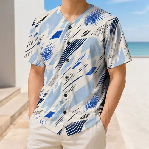 Abstract Blue Geometric Slash Motif For Retro Athletic Training And Streetwear Fans Baseball Jersey