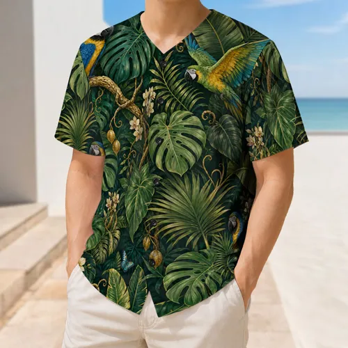 Tropical Macaw Rainforest Foliage for Resort Vacations, Cruises and Beach Parties Baseball Jersey