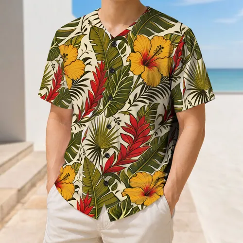 Tropical Hawaiian Floral For Resort Travel, Beach Parties And Summer Style Lovers Baseball Jersey