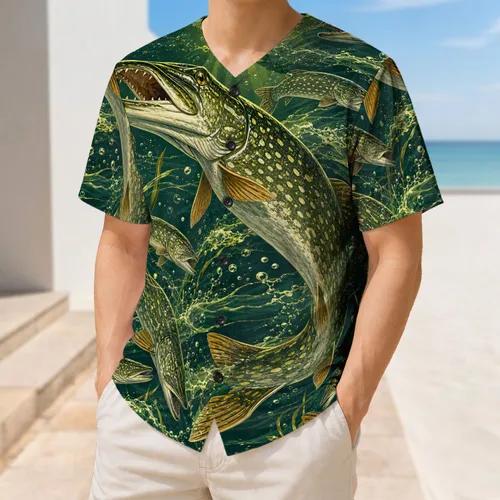 Northern Pike Underwater Fishing Sportswear For Anglers, Boating And Outdoor Training Baseball Jersey