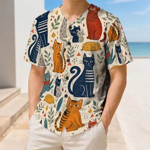 Whimsical Retro Cats For Cozy Everyday Style And Cat Lover Gift Casual Outfits Baseball Jersey