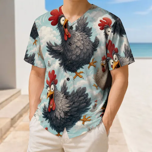 Whimsical Farm Chicken Flock For Game Day, Barnyard Parties And Everyday Casual Fun Baseball Jersey