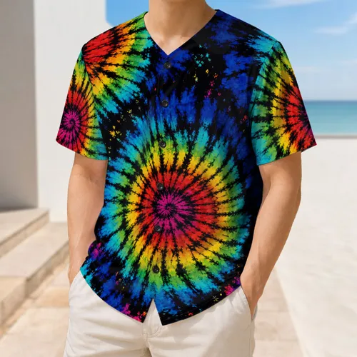 Rainbow Tie Dye Spiral Swirls For Festival Sports, Team Events And Everyday Streetwear Baseball Jersey