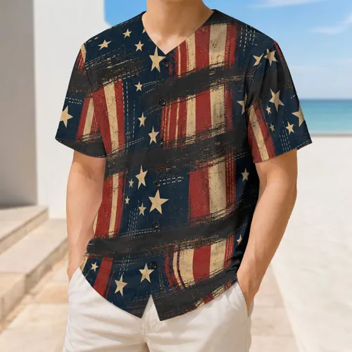 Distressed Vintage American Flag Stars And Stripes For Patriotic Game Day Wear Baseball Jersey