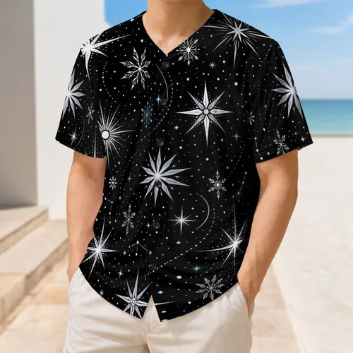 Winter Starry Night Snowflake Stars For Cold Weather Sports Fans And Night Game Style Baseball Jersey