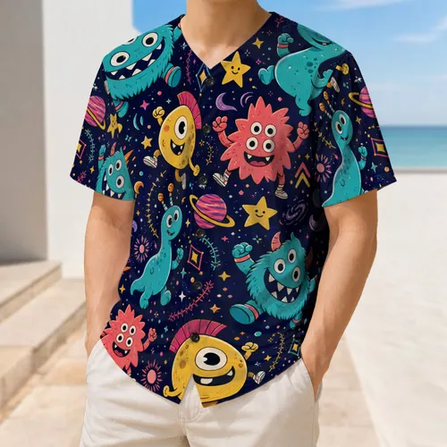 Colorful Cosmic Monsters For Playful Game Days And Everyday Streetwear Style Fans Baseball Jersey