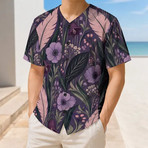 Midnight Botanical Floral Garden for Sports, Festivals and Everyday Wear for Nature Lovers Baseball Jersey