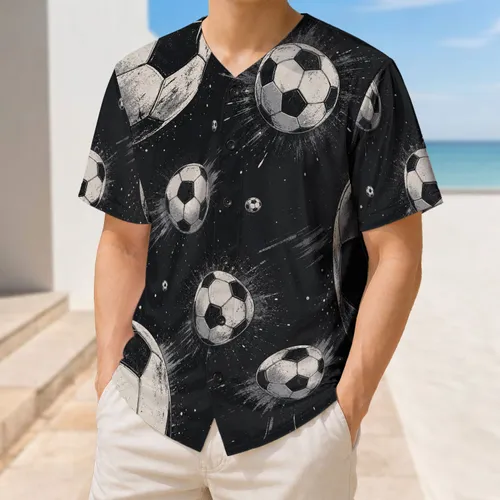 Monochrome Soccer Ball Scatter for Stadium Style, Training Days and Active Sports Fans Baseball Jersey