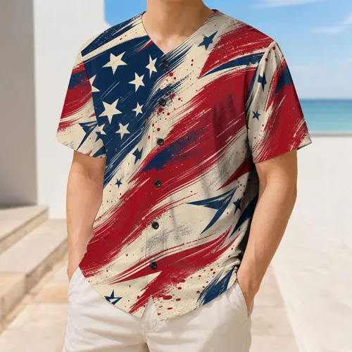 Vintage American Flag Brush Strokes For Patriotic Game Day Fans And Sportswear Style Baseball Jersey