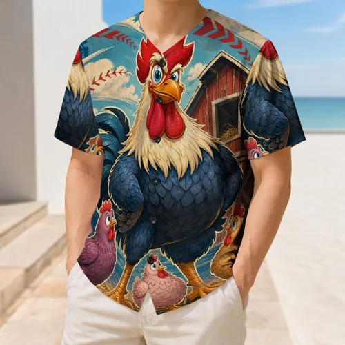 Funny Rooster Barnyard Game Day Outfit For Farm Sports And Country Living Lovers Baseball Jersey
