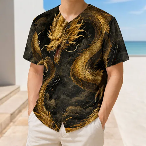 Fierce Golden Dragon Athletic Look for Game Day Training and Streetwear Enthusiasts Baseball Jersey