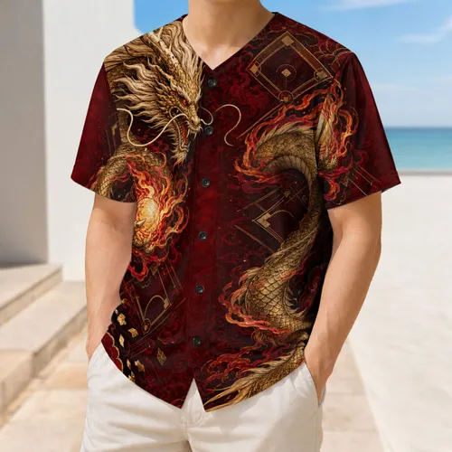 Eastern Dragon Fire Pearl Sportswear For Lunar New Year Festivals And Bold Game Days Baseball Jersey