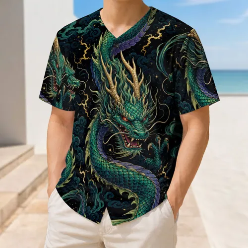 Emerald Eastern Dragons For Fantasy Gaming, Streetwear, Festivals And Dragon Fans Baseball Jersey