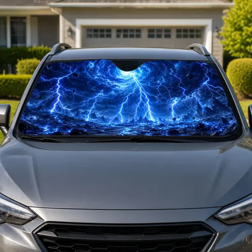 Electric Blue Lightning Vortex Storm Scene For Night Driving, Road Trips And Sci-Fi Fans Car Sunshade