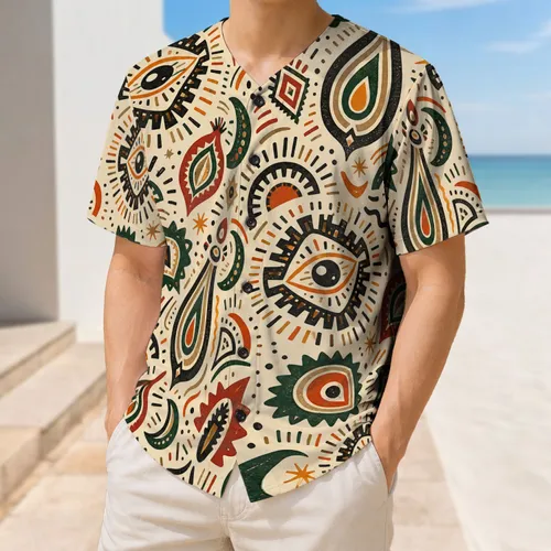 Boho Folk Sun Eye Talismans For Festival Streetwear, Athletic Wear, And Everyday Style Baseball Jersey