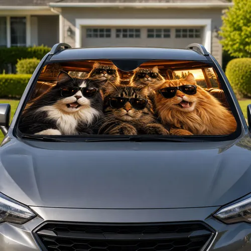Five Cool Cats In Sunglasses For Fun Road Trips, Cat Lover Gifts And Daily Driving Car Sunshade