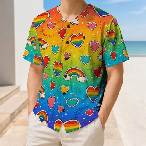 Rainbow Hearts And Cloud Patches For Pride Month Festivals And Everyday Wear Outfits Baseball Jersey