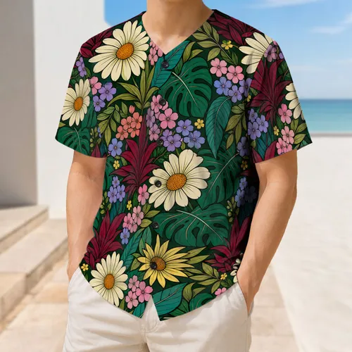 Tropical Floral Garden Blooms For Summer Game Days And Beach Outings For Women And Men Baseball Jersey