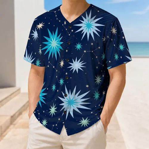 Aqua Starburst Celestial Night Sky For Festival Parties, Clubs And Streetwear Fans Baseball Jersey