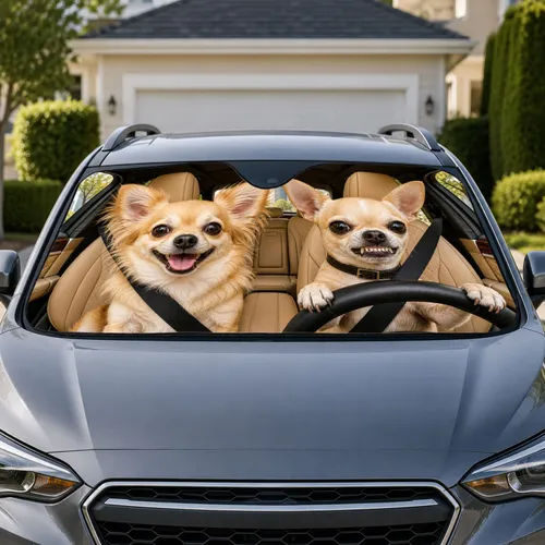 Funny Chihuahua Drivers In Luxury Car For Dog Lover Summer Road Trip Gift Accessory Car Sunshade