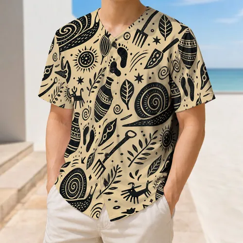 Folk Snail And Garden Tool Motifs For Summer Casual Outdoor Wear Men And Women Active Baseball Jersey