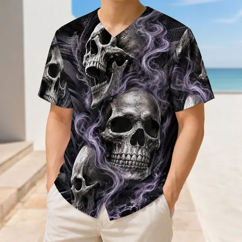 Gothic Skull Smoke Apparel For Concerts, Festivals And Alternative Streetwear Fans Baseball Jersey