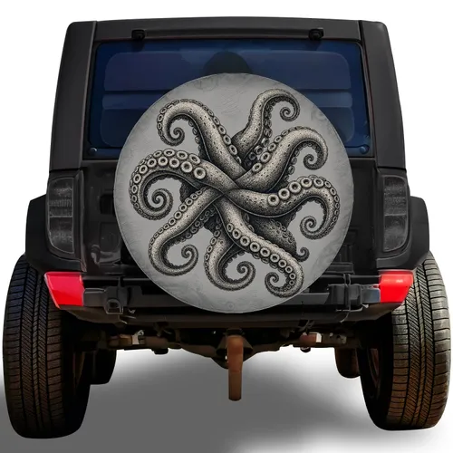Vintage Octopus Tentacles For Nautical RV Camping Ocean Road Trip Adventure Spare Tire Cover
