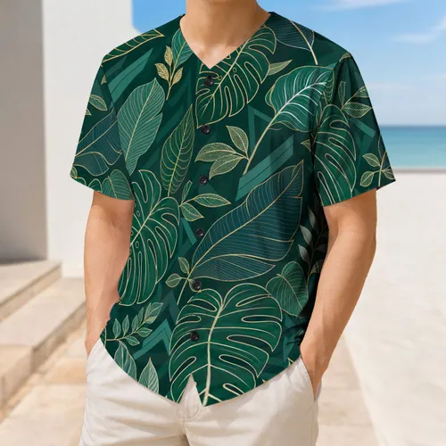 Emerald Tropical Leaf Botanical For Beach Vacation Resort Travel And Coastal Style Baseball Jersey