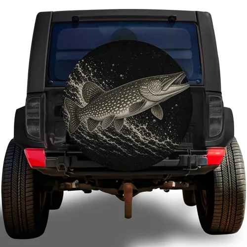 Northern Pike Fish For Fishing Adventures And Outdoor RV Travel Enthusiasts Gift Spare Tire Cover