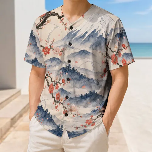Mount Fuji Cherry Blossoms For Japanese Festival Travel And Spring Sports Enthusiasts Baseball Jersey