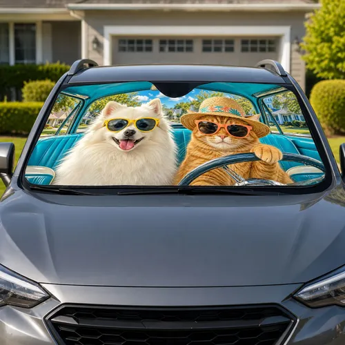 Cat And Dog Road Trip Summer Travel Accessory For Pet Lovers And Vacation Drivers Car Sunshade