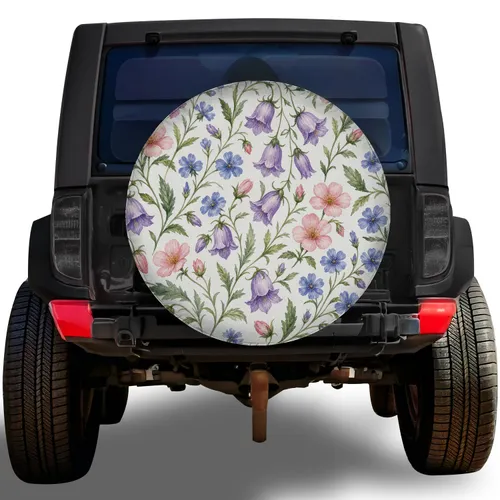 Watercolor Wildflower Garden for RV Camping, Trailers, SUVs and Weekend Adventure Enthusiasts Spare Tire Cover