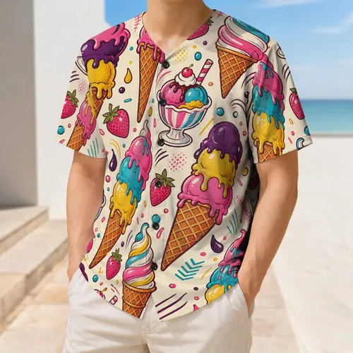 Colorful Melting Ice Cream Cones For Summer Parties, Festivals And Dessert Lovers Baseball Jersey