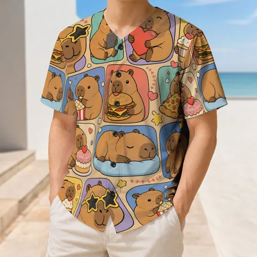 Kawaii Capybara Snacks And Hearts For Game Day, Campus Fun And Animal Lovers Everywhere Baseball Jersey