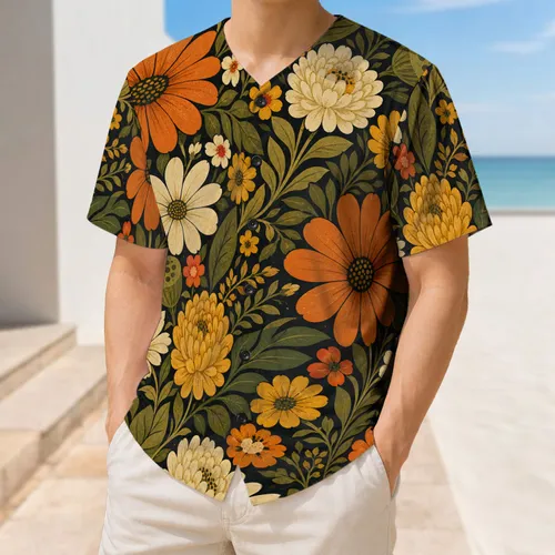Mid-Century Orange Daisy Botanical Garden For Summer Parties And Festival Outfits Baseball Jersey